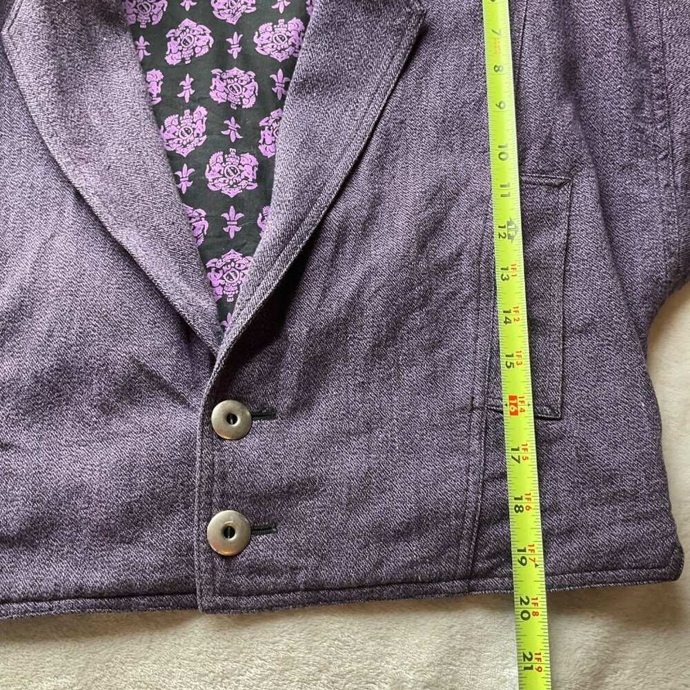 Vintage Liz Wear Women's Sz.Med-Large Cropped 90's Cotton Jacket purple Herringb - Picture 6 of 11